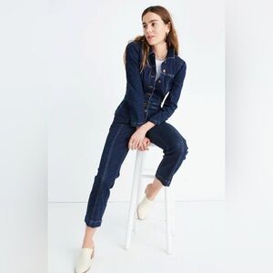 Madewell- Size 6 - Denim Puff Sleeve Jumpsuit